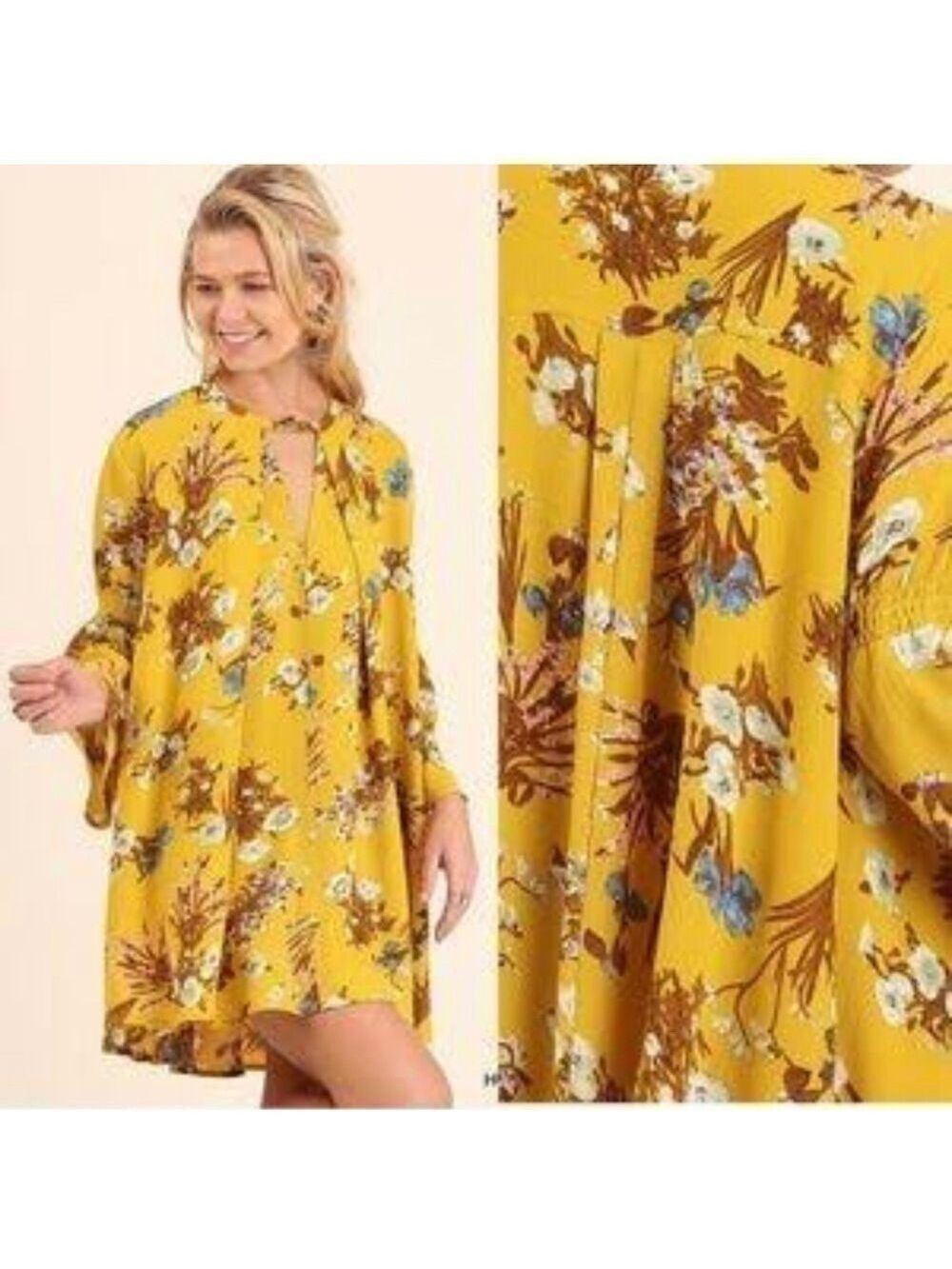 𝅺UMGEE marigold floral boho trapeze dress nwt size medium